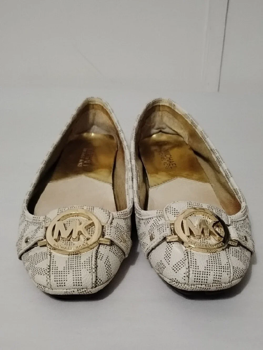 Michael Kors Cream Logo-Embellished‎ Ballet Flats